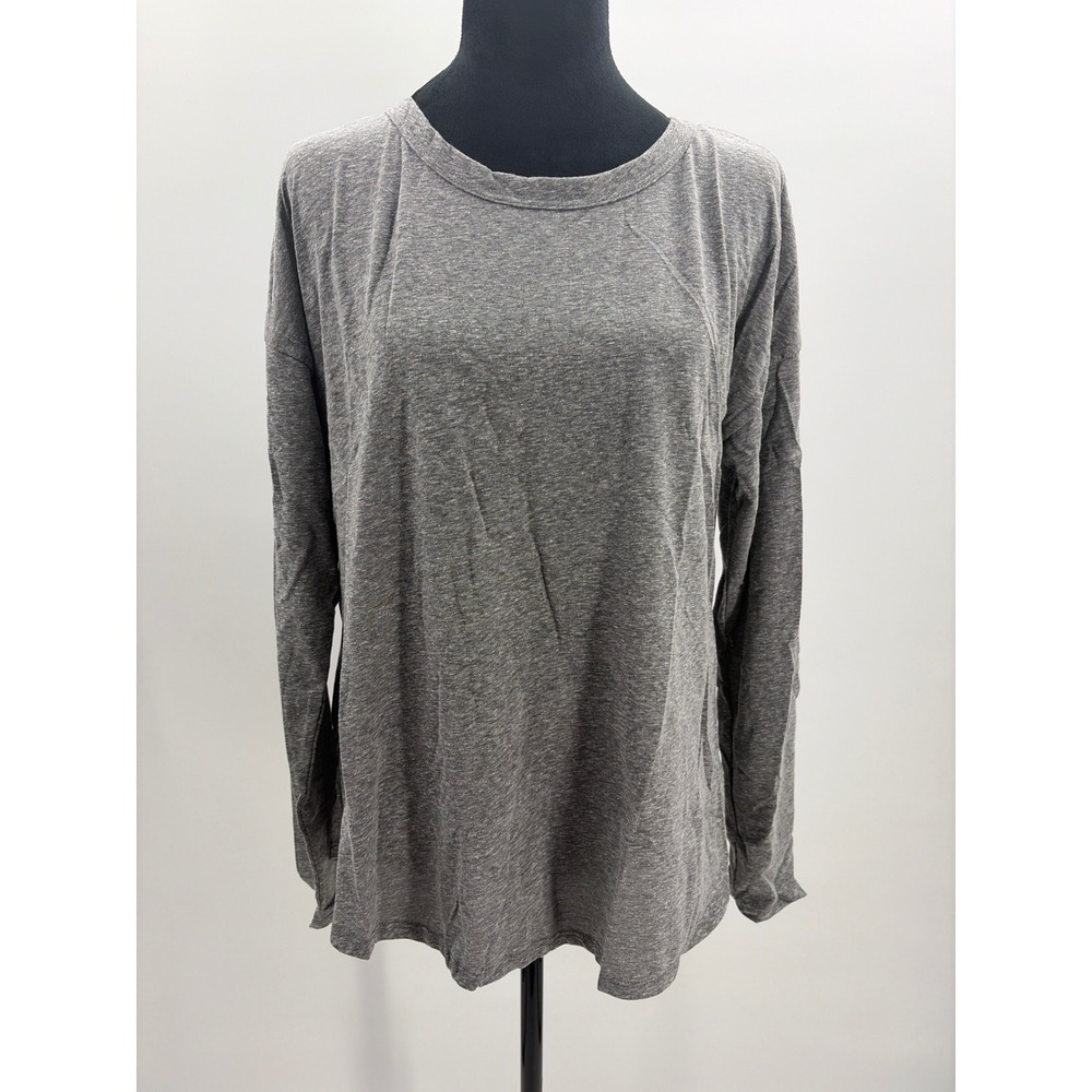 Lulus Womens Grey Heathered Long Sleeve Relaxed Crew Neck Top Size S NWT